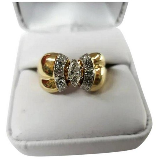 Vintage 14K Yellow Gold 1/2 Carat Diamond Ring Size 10