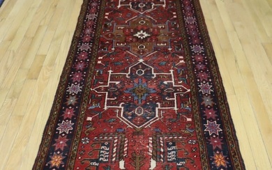 Vintage And Finely Hand Knotted Heriz Runner