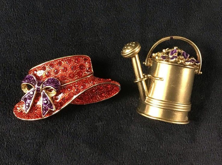 Vintage Red Hat Society Watering Can Brooch