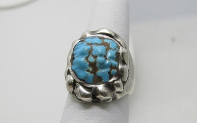Vintage Southwestern Sterling Turquoise Ring, Freeform