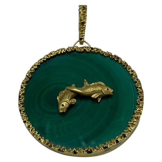 Vintage Yellow Gold and Malachite Astrological Sign