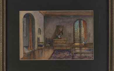 WALTER GAY (Massachusetts/France, 1856-1937), Interior scene., Watercolor, 9” x 13.5”.