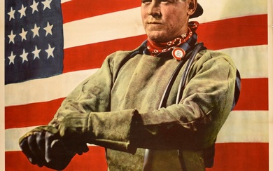 War Poster Free Labor Will Win Welder WWII USA...