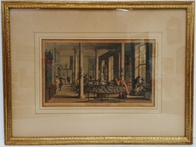 Wedgwood Byerly Pottery Factory Colored 19thC Engraving