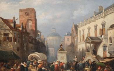 Willem Maxiliaan van Heun (1812-1883), Een drukke dag op de markt