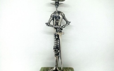 Wonderful sculpture of Don Quixote - .800 silver - Gabriele De Vecchi - Italy - Second half 20th century