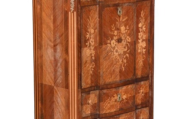 Y A FRENCH ROSEWOOD, KINGWOOD AND MARQUETRY SECRETAIRE A ABATTANT