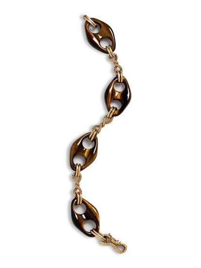 YELLOW GOLD AND TIGER'S EYE BRACELET