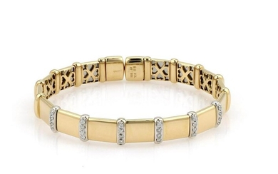 Yellow Gold Diamond Flex Cuff Bangle Bracelet
