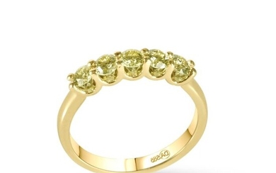 fancy yellow VVS1-VVS2 - 14 kt. Yellow gold - Ring - 0.91 ct Diamonds - No reserve price