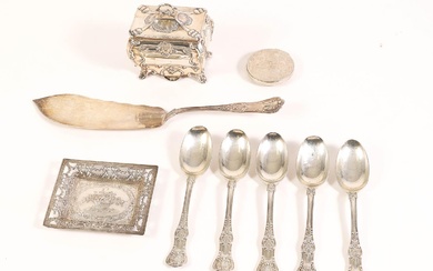 iGavel Auctions: British Silver Box, a Persian Silver Box, a Silver Dish and Sterling Silver Flatware ASH1