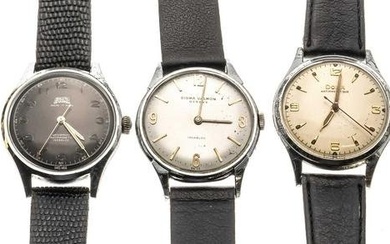 mixed lot of 5 men's watches around 1960 also earlier, all start, 3 times manual winding and 2 times