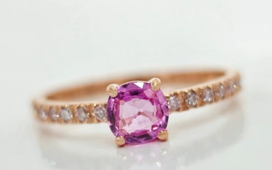 *no reserve* 0.60 ct Pink Sapphire & 0.20 ct N.Fancy Pink Diamond Designer Ring - 1.77 gr - 14 kt. Pink gold - Ring - 0.60 ct Sapphire - Diamond