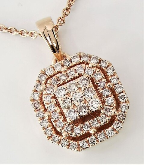 vvs collection mix pink diamond pendant - 14 kt. Pink gold - Necklace with pendant - 0.50 ct Diamonds - AIG Certified No Reserve