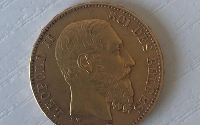 1 pièce de monnaie 20 F or Leopold II 1877