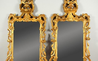A GOOD PAIR OF 18TH CENTURY SMALL GILTWOOD PIER
