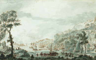 Abraham Rademaker (Lisse 1676/1677-1735 Haarlem), A mountainous river landscape