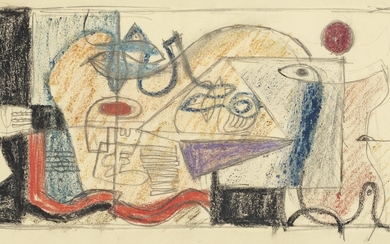 Le Corbusier (1887-1965), Nature morte horizontale, traces géométriques, motif des quatre poissons