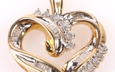 10K YELLOW GOLD HEART DIAMOND LADIES PENDANT