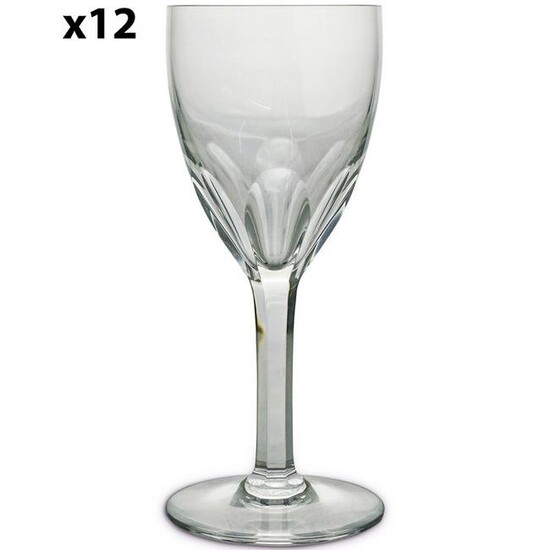(12 Pc) Baccarat Crystal "Genova" White Wine Glasses