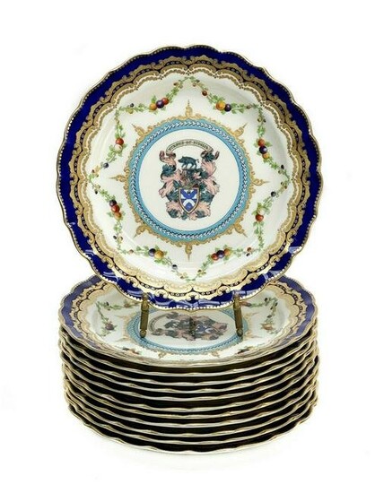 12 Royal Worcester Porcelain Armorial Plates