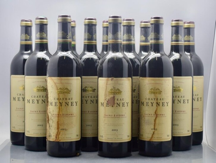 12 bouteilles CH. MEYNEY, Saint-Estèphe 2003…