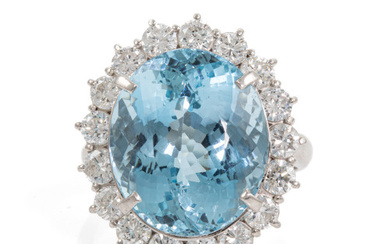 13.53ct Aquamarine and Diamond Ring