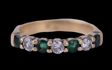 14K Gold Diamond Emerald Child's Ring