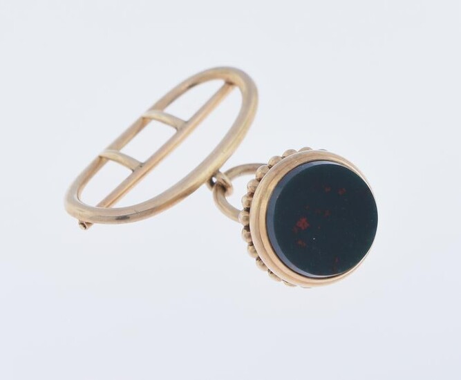 14K Watch Fob Set With Blood Stone