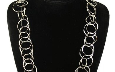 14K White Gold Designer Double Link Necklace