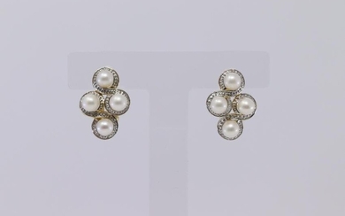 14Kt Ladies Diamond Earrings | Pearls