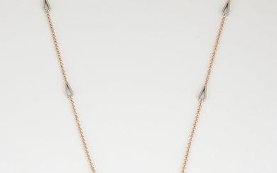 18 K/750 Hallmarked Rose and White Gold Chain Necklace