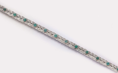 18 kt gold bracelet with emeralds and diamonds...