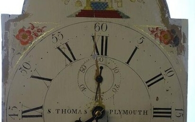 18/19C MAPLE GRAND FATHER CLOCK S. THOMAS PLYMOUTH MASS.90''H.