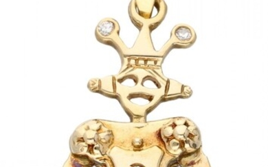 18K. Yellow gold puppet pendant set with approx. 0.04 ct. diamond.