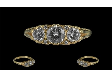 18ct Gold Superb Quality Three Stone Diamond Set Dress Ring,...