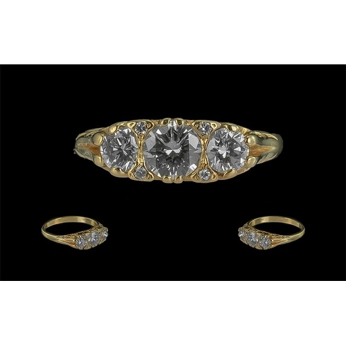 18ct Gold Superb Quality Three Stone Diamond Set Dress Ring,...