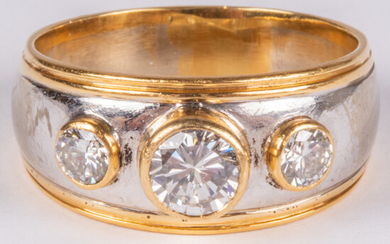 18kt Yellow Gold and White Diamond Ring