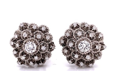 1950s 14K White Gold Diamond Earrings