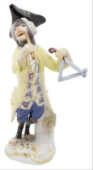 19Th C. Meissen Monkey Band Triangle Player