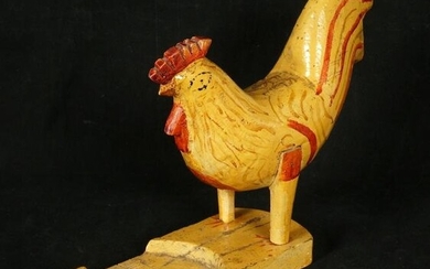19th Century American Folk Art Carved Wood Chicken