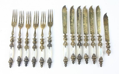 19thC Silver and Vermeil Fruit Set