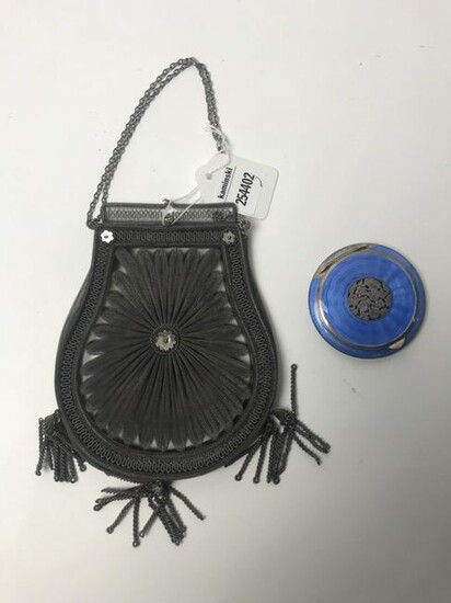 19thC Victorian Purse and Enameled Compact
