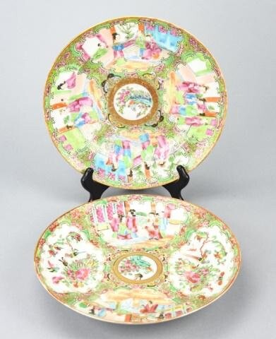 2 Antique 19th C Chinese Rose Medallion Dishes