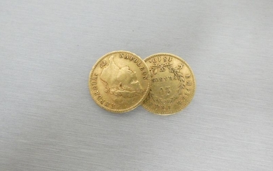 2 Coins of 20 frs gold. Napoleon Emperor...