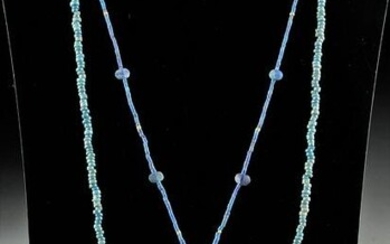 2 Egyptian Lapis, Faience, Agate, & Electrum Necklaces