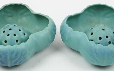 2 Van Briggle Pottery Oak Leaf Centerpiece Bowls