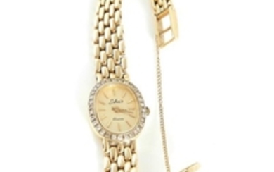 Diamond and gold wristwatch, retailed by Sylvan's