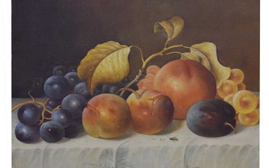 20th century British school - Oil on canvas - Still life with fruit