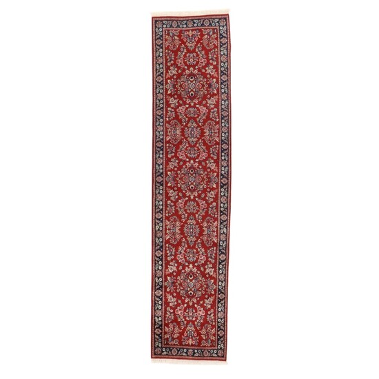 2'6 x 12' Hand-Knotted Indo-Persian Sarouk Carpet Runner, 2010s